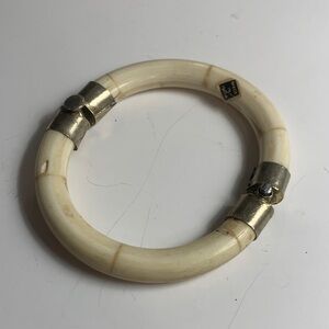 Cream Bone and Silver Bangle Bracelet Made in India